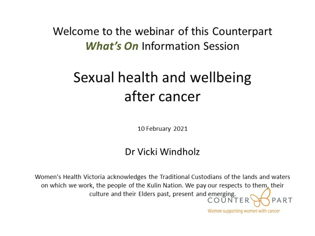 Sexual health and wellbeing after cancer