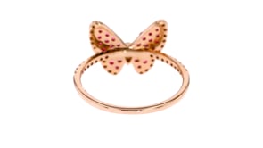 86 ct. t.w. Ruby and .30 ct. t.w. Diamond Butterfly Ring in 14kt Rose Gold
