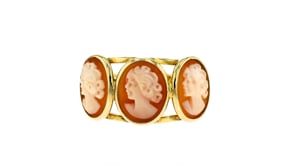 Italian Orange Shell Cameo Ring in 18kt Gold Over Sterling