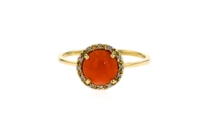 Coral Ring with Diamond Accents in 14kt Yellow Gold
