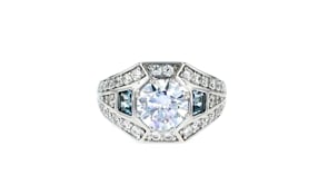 2.62 ct. t.w. CZ and .50 ct. t.w. Simulated Aquamarine Ring in Sterling Silver