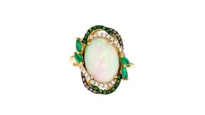 Opal and .59 ct. t.w. Multi-Stone Ring in 14kt Yellow Gold