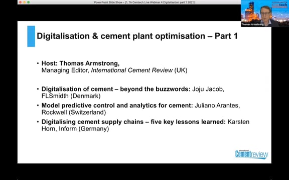 Cemtech Live Webinar: Digitalisation And Cement Plant Optimisation Part 1