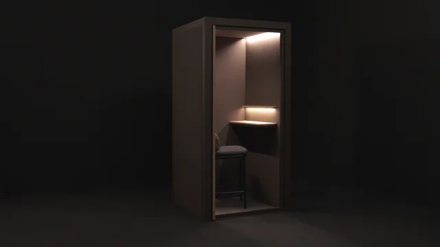 PHONE BOOTH L Office booth with built-in lights By Kettal