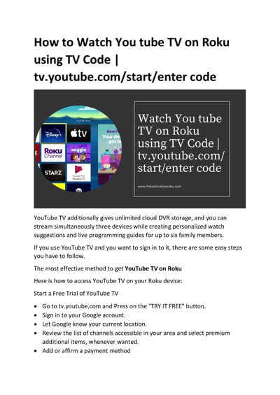 Watch Youtube Tv On Roku Using Tv Code Tv Youtube Com Start Enter Code On Vimeo