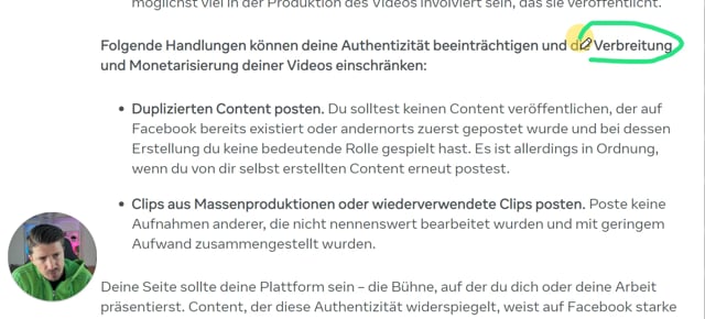 2 wichtige Regeln (direkt von FB) für die Erstellung von Inhalten