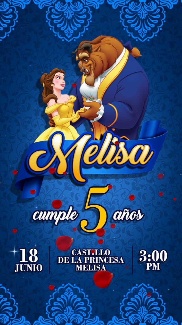  ▷ Invitación de cumpleaños de La Bella y La Bestia