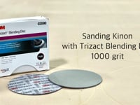 Sanding Kinon with Trizact 1000 grit and Trizact 3000 grit blending discs