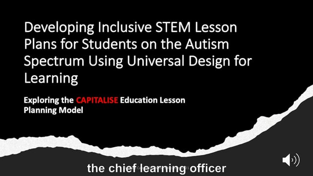 Developing inclusive STEM lesson plans for students on the autism spectrum using Universal Design for Learning (UDL)