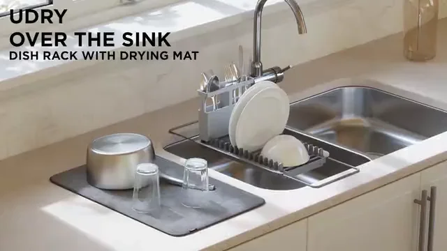 UDRY OVER THE SINK Dish Rack with Drying Mat on Vimeo