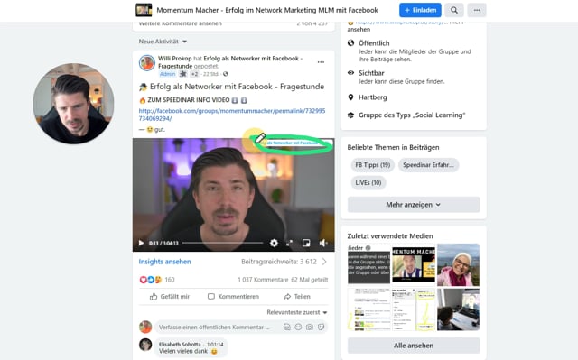 FB Live Kommentare einblenden und Bauchbinde
