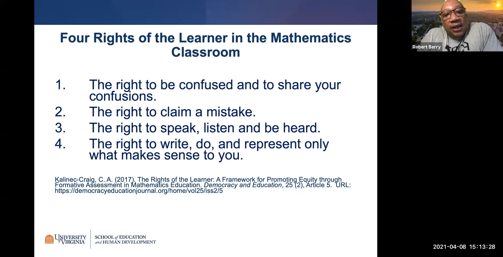 Equity in the Mathematics Classroom--Dr Berry on Vimeo