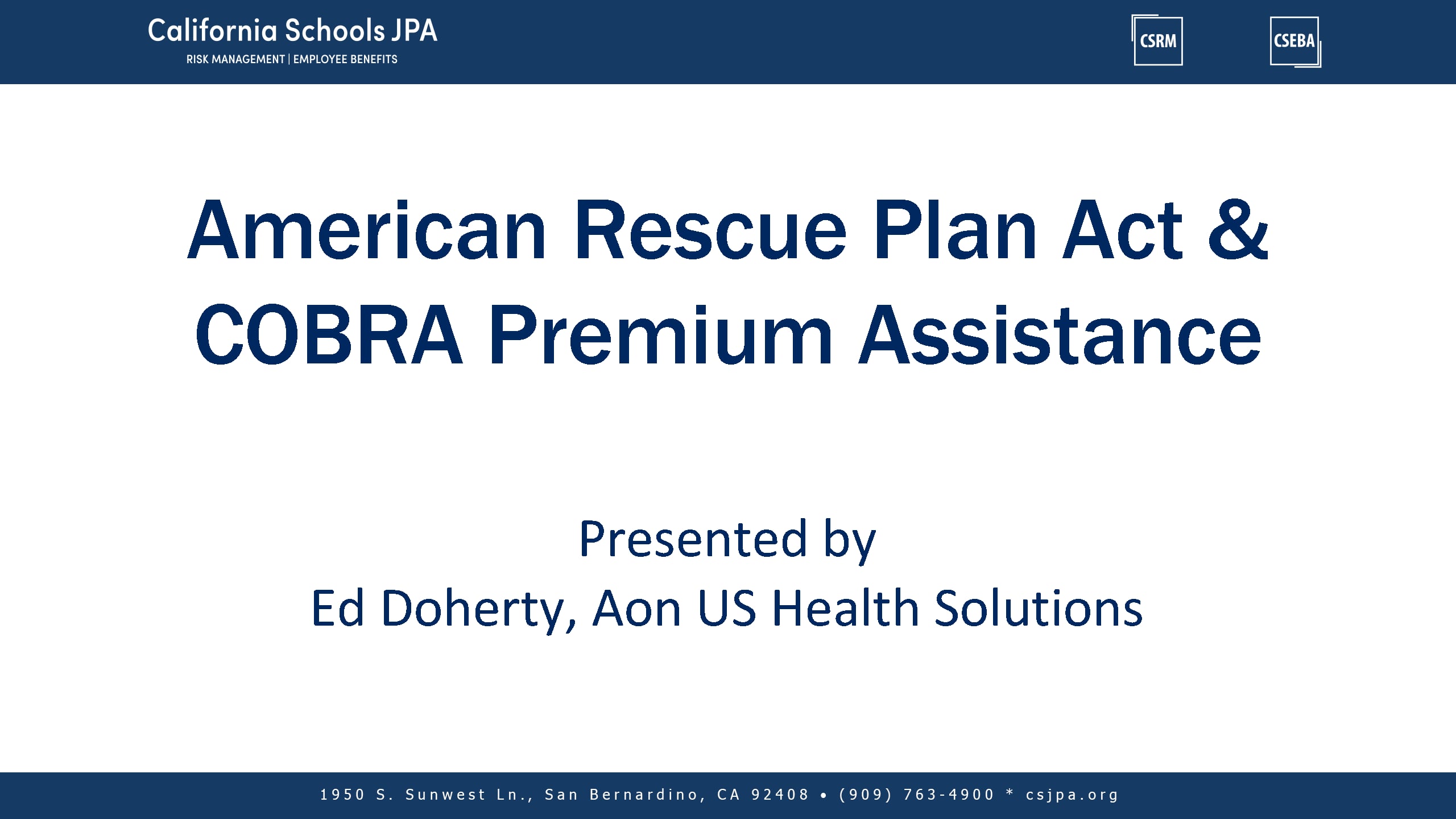 The American Rescue Plan & COBRA Premium Assistance on Vimeo