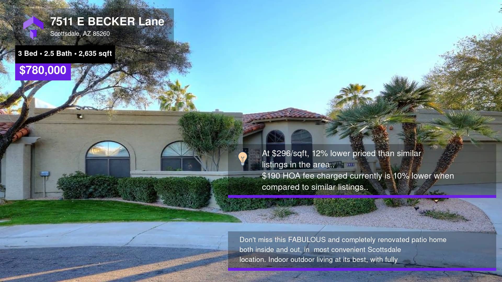 780,000 SingleFamily Home for sale 7511 E BECKER Lane, Scottsdale
