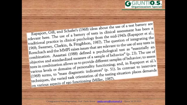 L’integrazione dei dati provenienti da differenti test di personalità