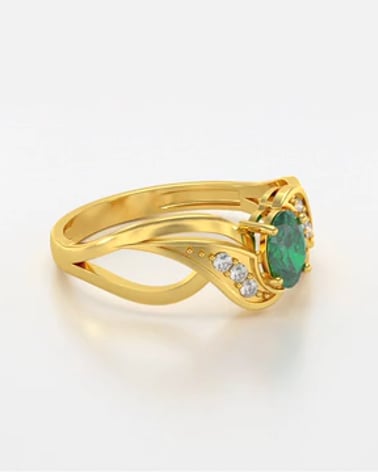Video: Gold Emerald Diamonds Ring 2.09grs