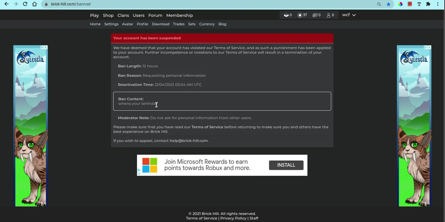 BrickHill: You can go onto banned user profiles?! 