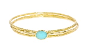 Blue Onyx Jewelry Set Three Bangle Bracelets in 18kt Gold Over Sterling