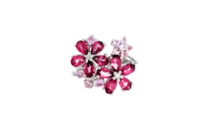 3.23 ct. t.w. Multi-Gemstone Flower Ring with Diamond Accents in Sterling Silver