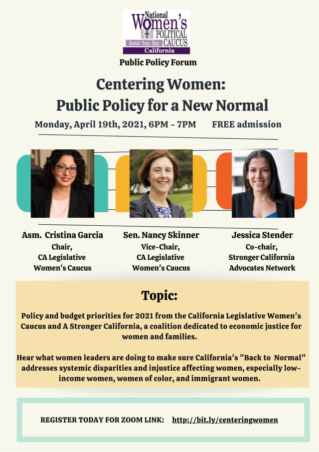NWPC CA's Policy Forum: Centering Women: Public Policy for a New Normal
