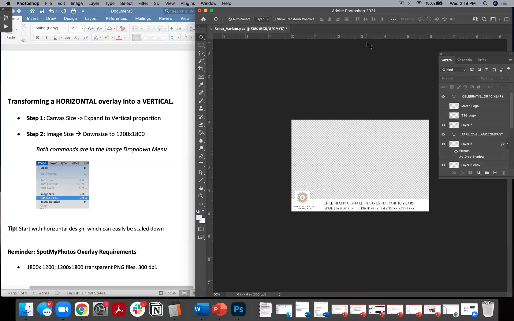 2 Step Method - Horizontal Overlays to Vertical
