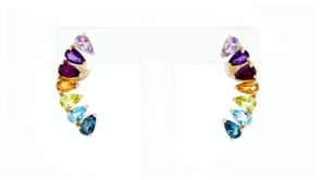 3.30 ct. t.w. Multi-Gemstone Ear Climbers in 14kt Yellow Gold