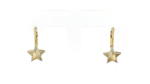 14kt Two-Tone Gold Star Drop Earrings