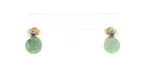 Jade Earrings with Diamond Accents in 18kt Gold Over Sterling