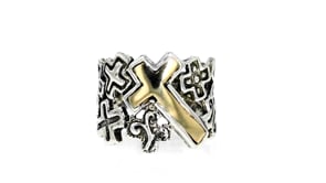 Sterling Silver and 14kt Yellow Gold Multi-Cross Ring