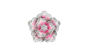 80 ct. t.w. White Topaz and Multicolored Enamel Flower Ring in Sterling Silver