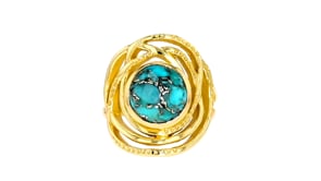 Turquoise Openwork Ring in 18kt Gold Over Sterling