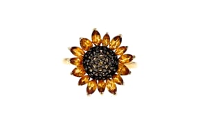 1.70 ct. t.w. Citrine and .80 ct. t.w. Smoky Quartz Sunflower Pendant Necklace in 18kt Gold Over Sterling