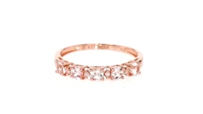 50 ct. t.w. Morganite Ring with Diamond Accent in 18kt Rose Gold Over Sterling