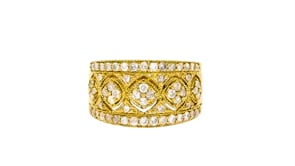 1.00 ct. t.w. Diamond Openwork Floral Ring in 18kt Gold Over Sterling