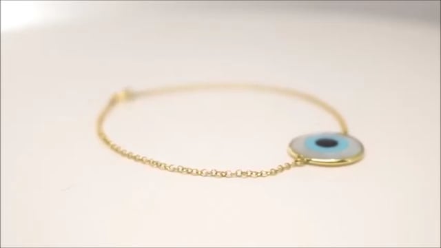 Pulseira Olho Grego em Ouro Amarelo com Toque de Proteção