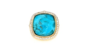 Turquoise and .70 ct. t.w. White Zircon in 18kt Gold Over Sterling