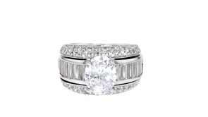 8.90 ct. t.w. CZ Jewelry Set Ring with Guard in Sterling Silver