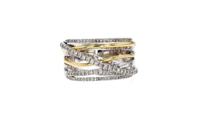 50 ct. t.w. Diamond Highway Ring in Sterling Silver with 14kt Yellow Gold