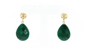 18.00 ct. t.w. Emerald Teardrop Earrings in 14kt Yellow Gold