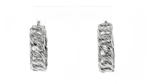 Italian Sterling Silver Curb-Link Hoop Earrings