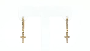 12 ct. t.w. Diamond Hoop Drop Cross Earrings in 14kt Yellow Gold