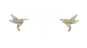 30 ct. t.w. Diamond Hummingbird Stud Earrings in 18kt Gold Over Sterling
