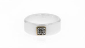 Diamond-Accented White Ceramic Ring with 14kt Yellow Gold
