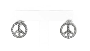 15 ct. t.w. Diamond Peace Sign Earrings in Sterling Silver