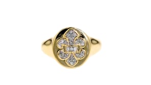15 ct. t.w. Diamond Fleur-de-Lis Ring in 18kt Gold Over Sterling