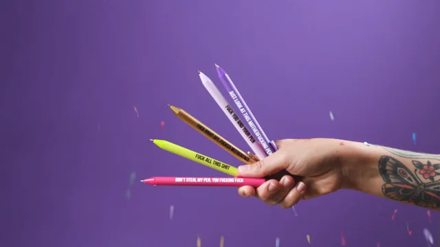  GetBullish Set Of 5 Sweary Fck Cussing Gel Pens, Black