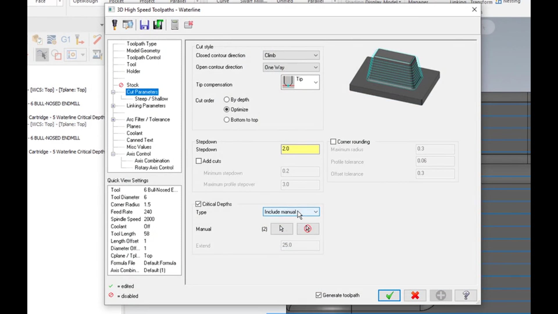 3D Mill Finishing Toolpaths