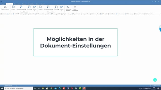 Möglichkeit der Dokument-Einstellungen
