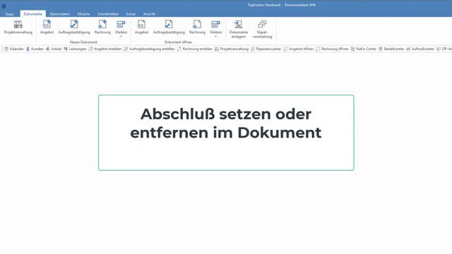Abschluss setzen und entfernen im Dokument