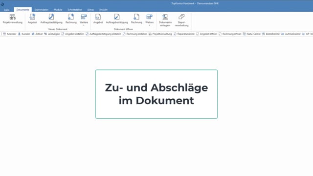 Zu- und Abschläge im Dokument